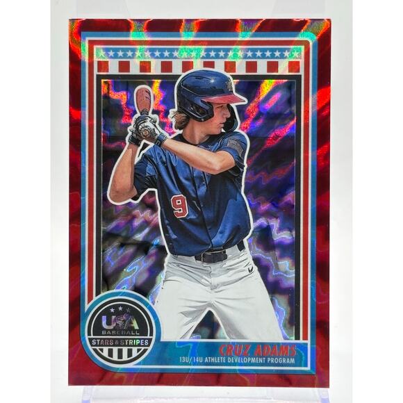 2025 Panini USA Stars & Stripes Cruz Adams Red Lightning Refractor 24/30 SP - Picture 1 of 2